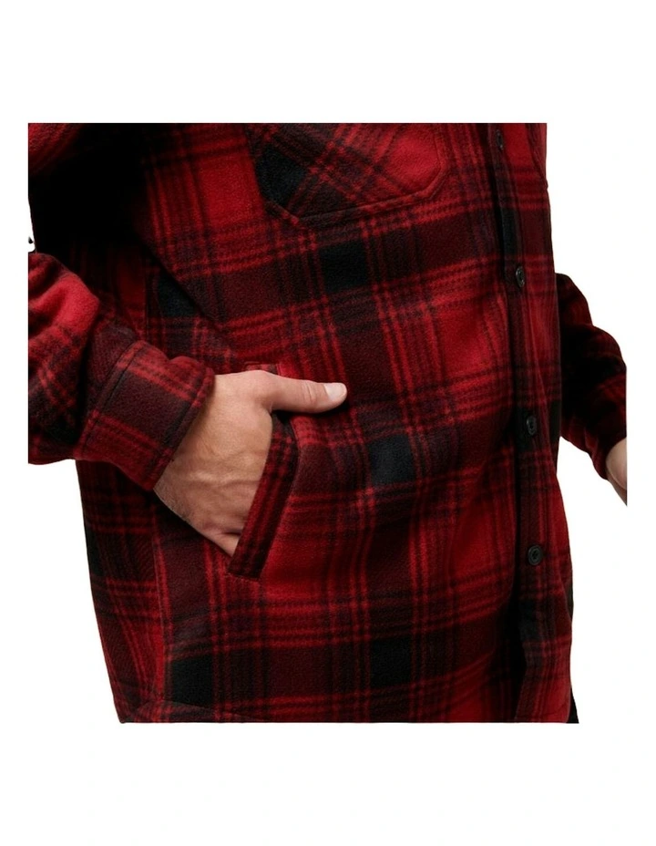 Legends Sherpa Fleece Jacket Shirt Camper in Red image 7