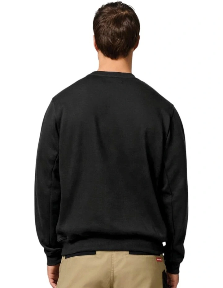 Fleece Crew Jumper in Black image 2