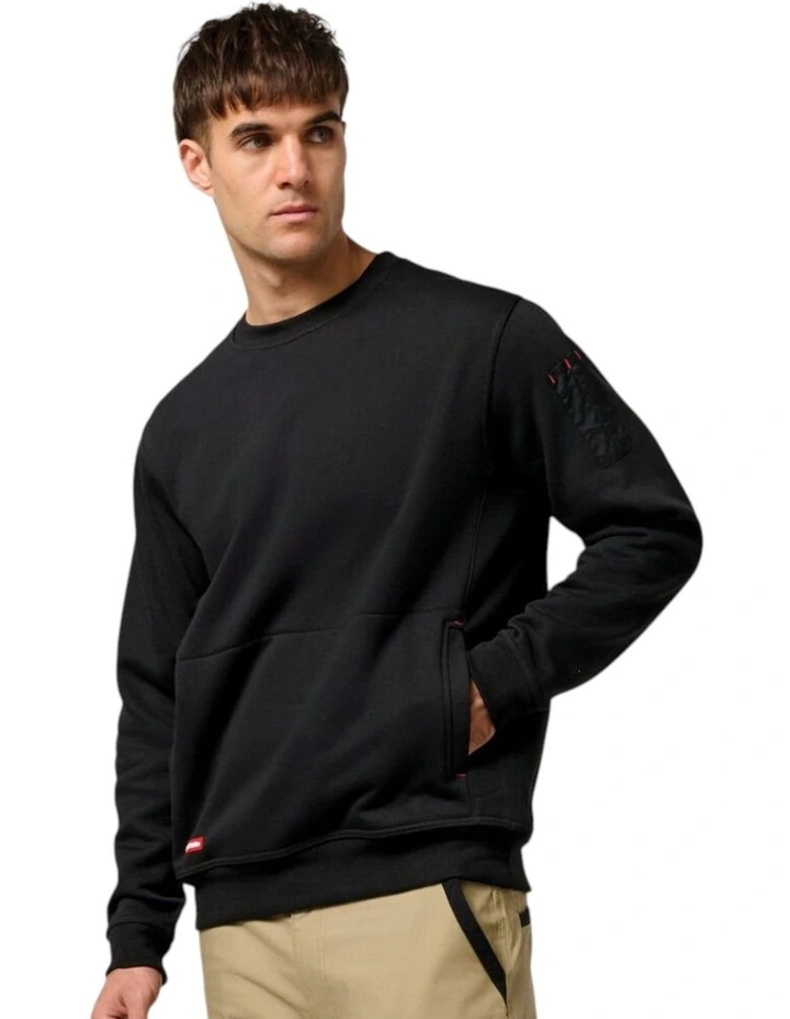 Fleece Crew Jumper in Black image 3