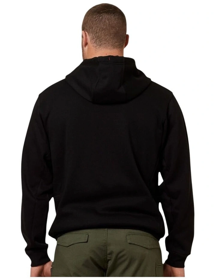 Mens Hard Yakka Brushed Fleece Hoodie Jumper in Black image 2