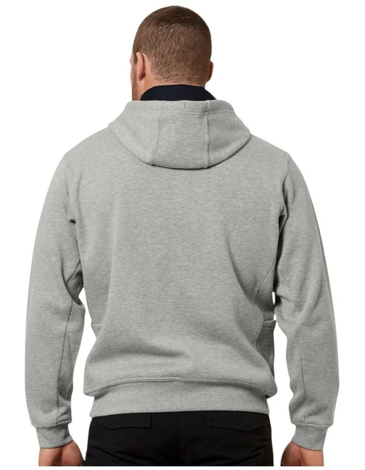 Mens Hard Yakka Brushed Fleece Hoodie Jumper in Grey Marle image 2
