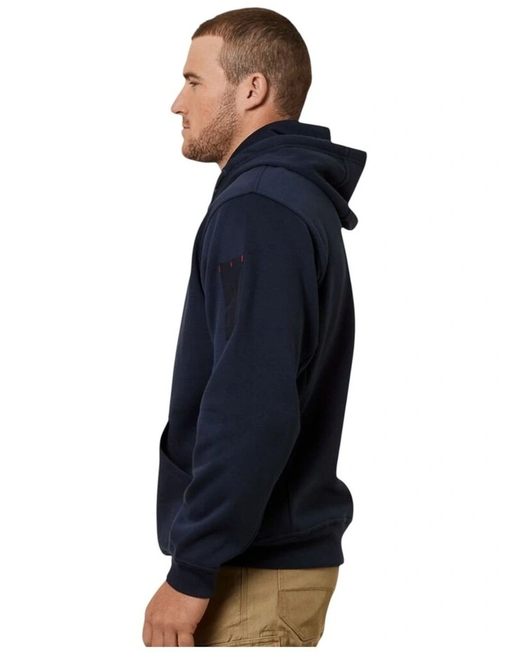 Brushed Fleece Hoodie Jumper in Navy image 3