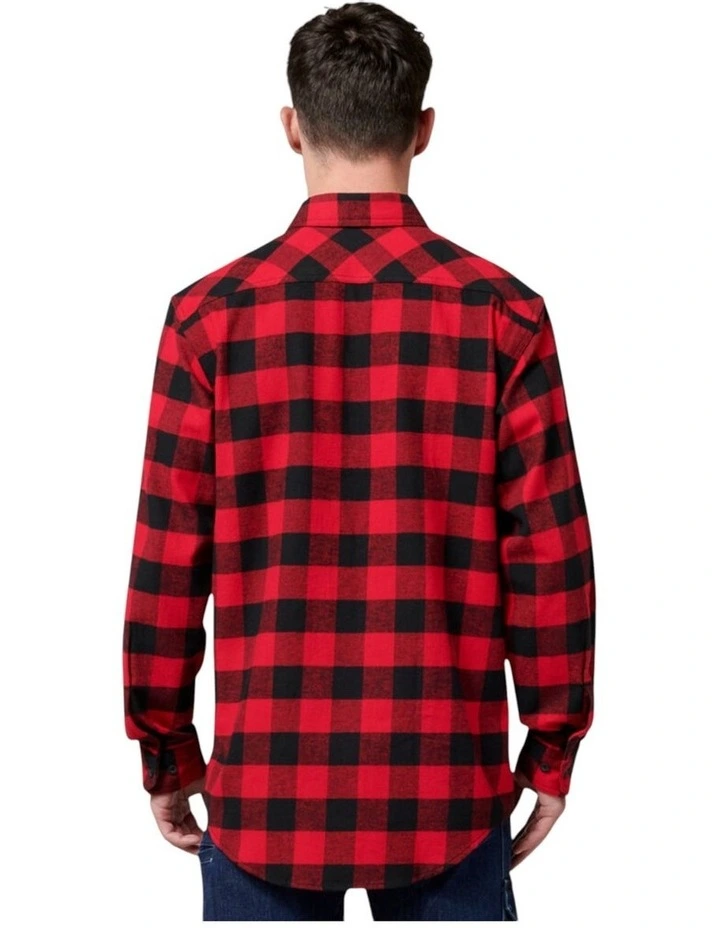 Mens Hard Yakka Foundation New Check Flannel Shirt in Red image 2