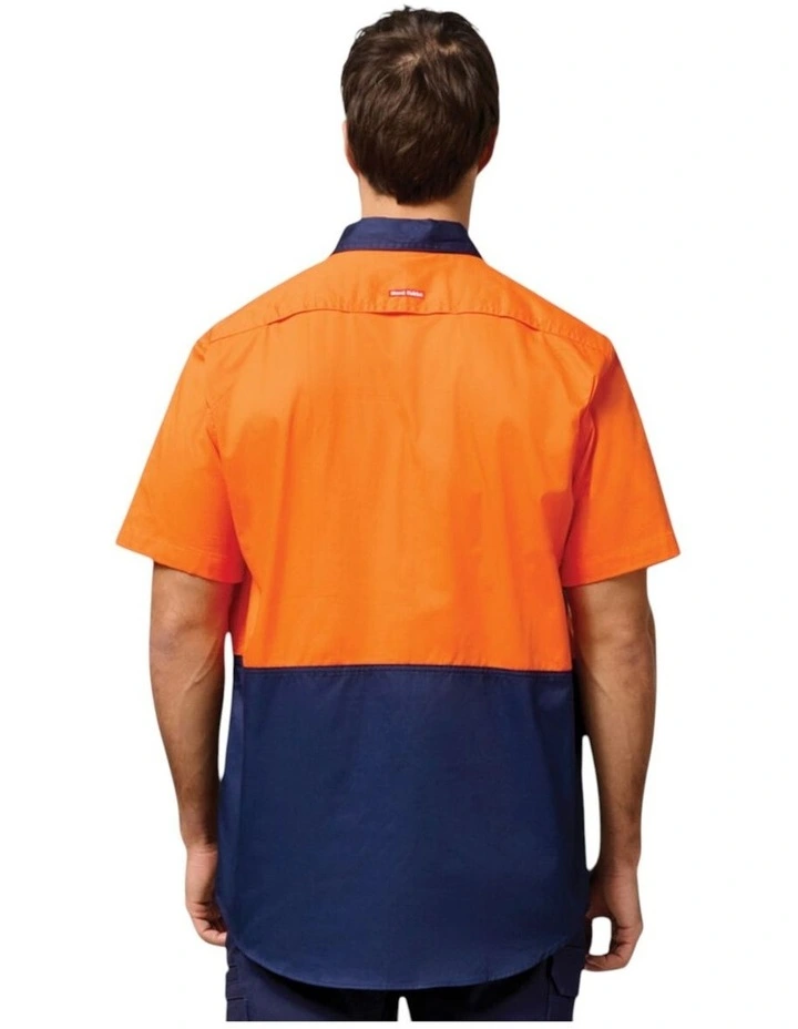 Core Hi Vis 2 Tone Short Sleeve Lightweight Vented Shirt in Orange Navy image 2