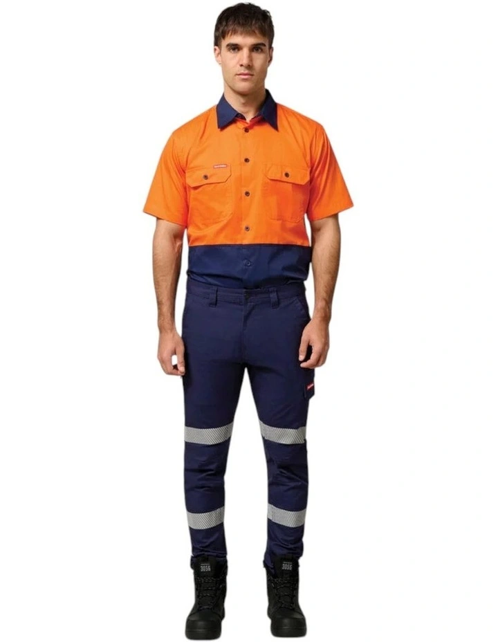 Core Hi Vis 2 Tone Short Sleeve Lightweight Vented Shirt in Orange Navy image 3