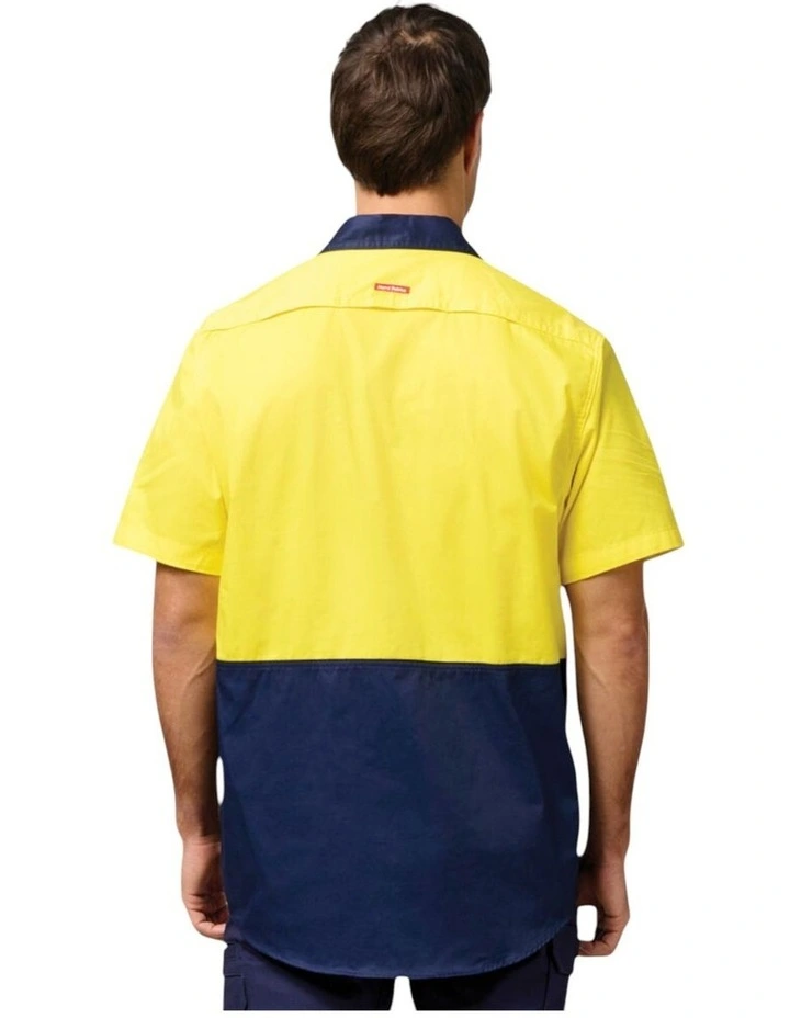 Core Hi Vis 2 Tone Short Sleeve Lightweight Vented Shirt in Yellow Navy image 2