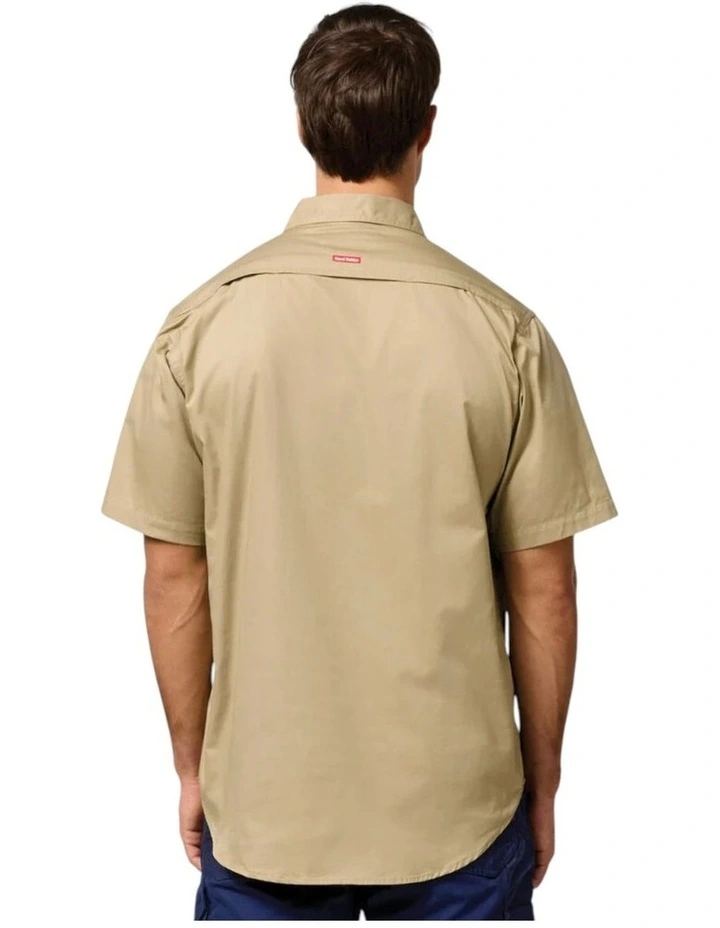 Short Sleeve Lightweight Drill Ventilated Shirt in Khaki image 2