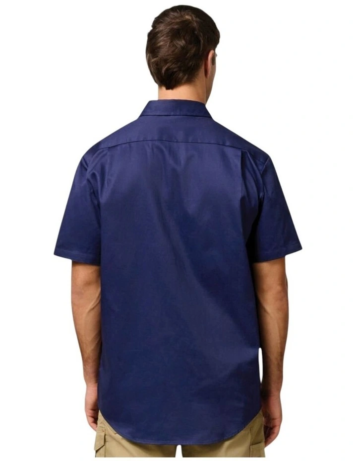 Short Sleeve Lightweight Drill Ventilated Shirt in Navy image 2