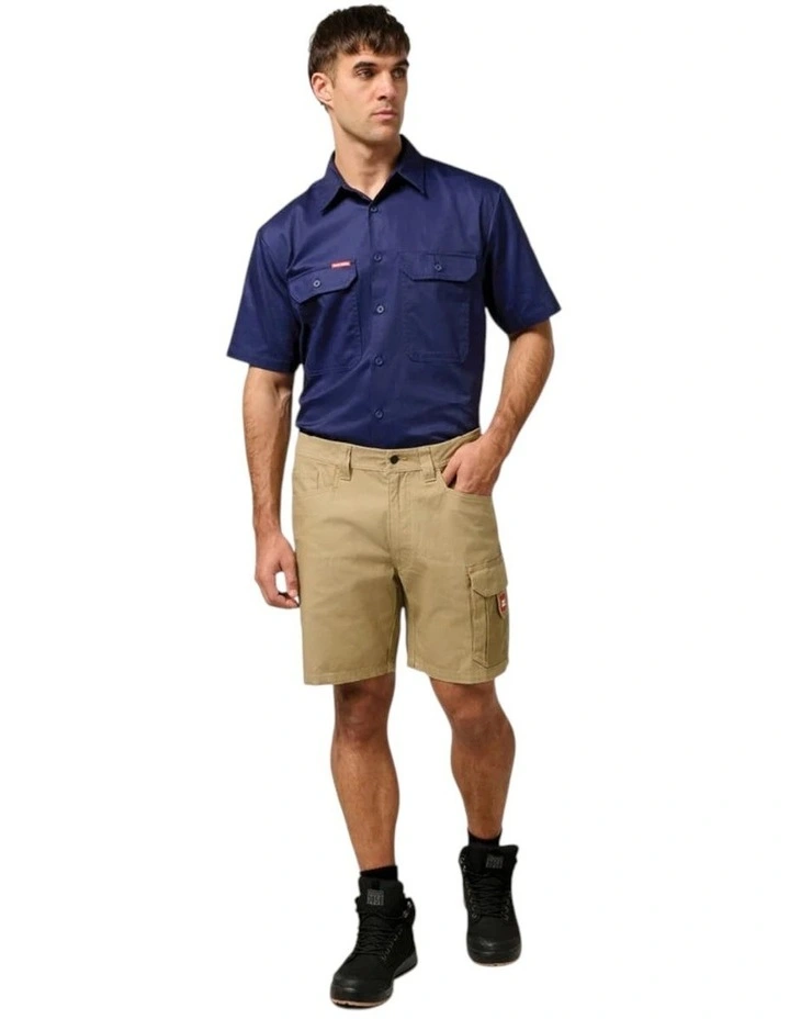 Short Sleeve Lightweight Drill Ventilated Shirt in Navy image 4