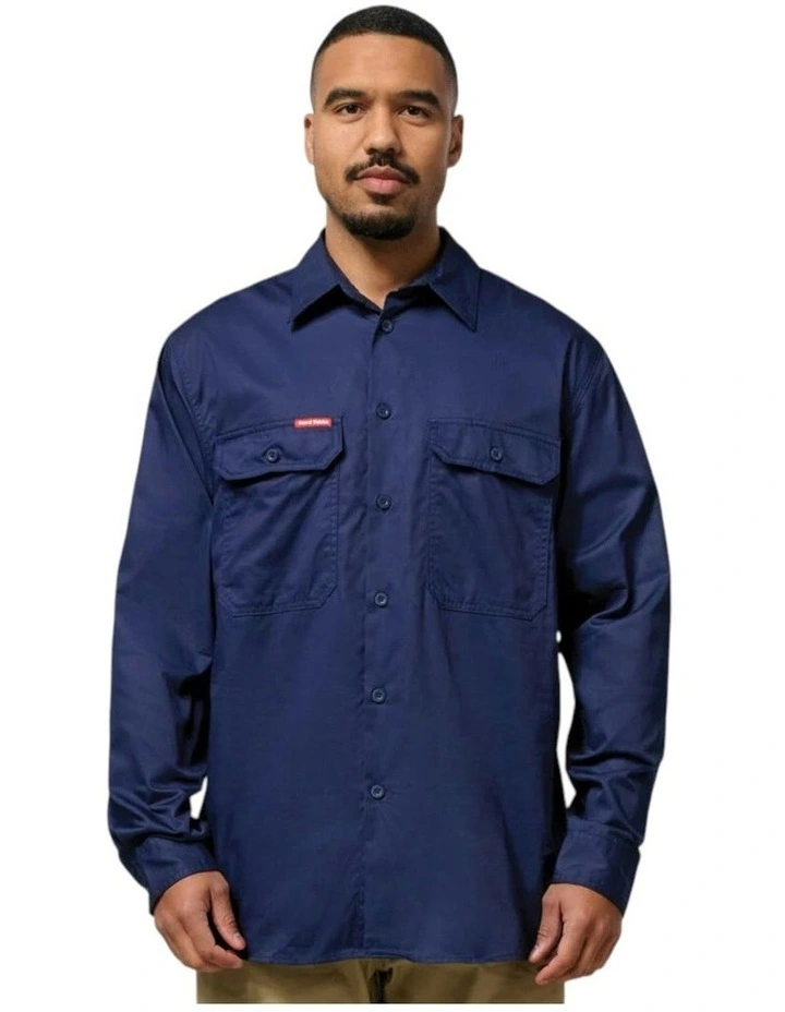 Long Sleeve Lightweight Drill Ventilated Shirt in Navy image 1
