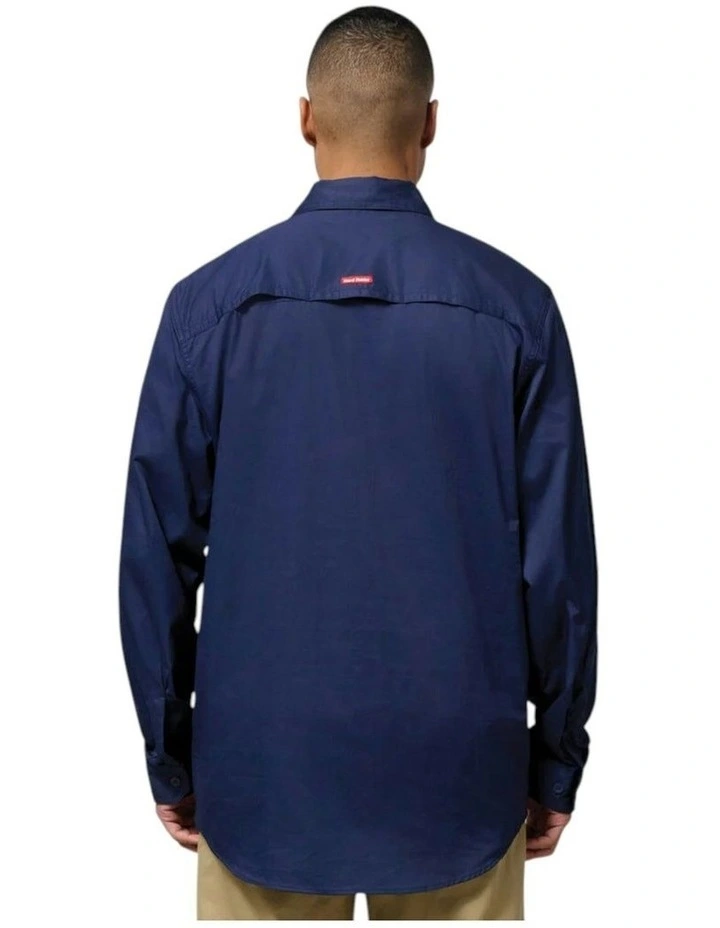 Long Sleeve Lightweight Drill Ventilated Shirt in Navy image 2
