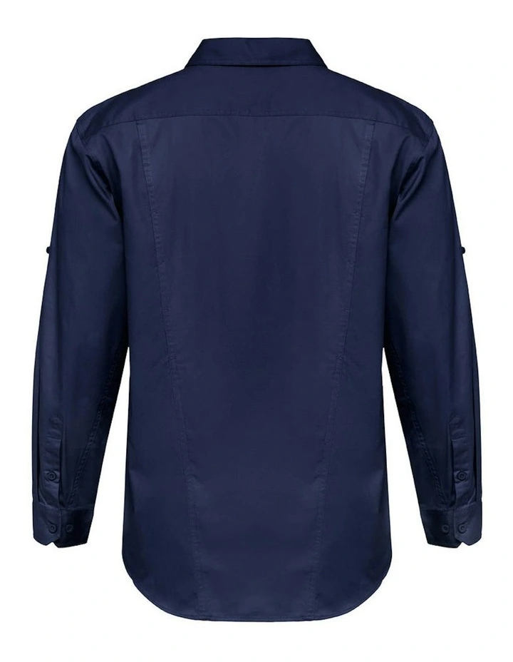 Long Sleeve Lightweight Drill Ventilated Shirt in Navy image 3