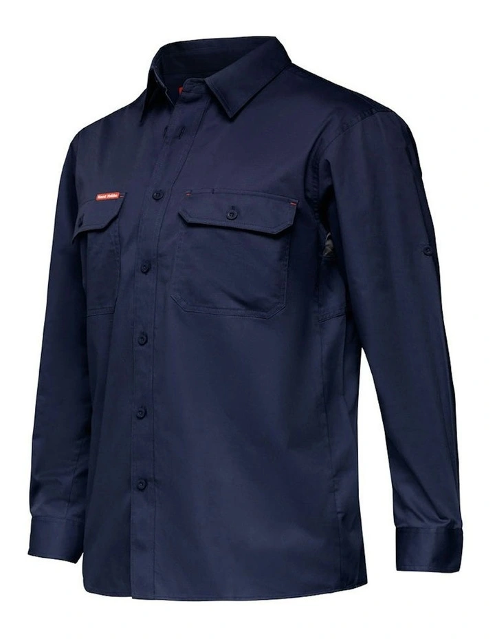Long Sleeve Lightweight Drill Ventilated Shirt in Navy image 4