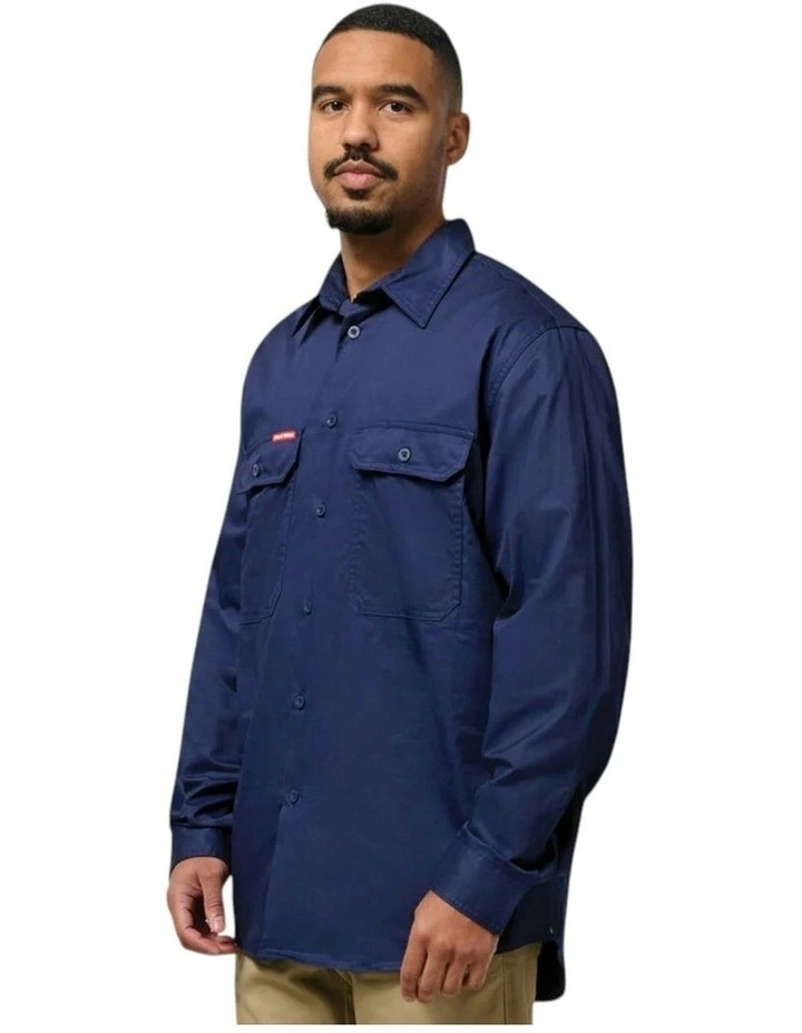 Long Sleeve Lightweight Drill Ventilated Shirt in Navy image 5