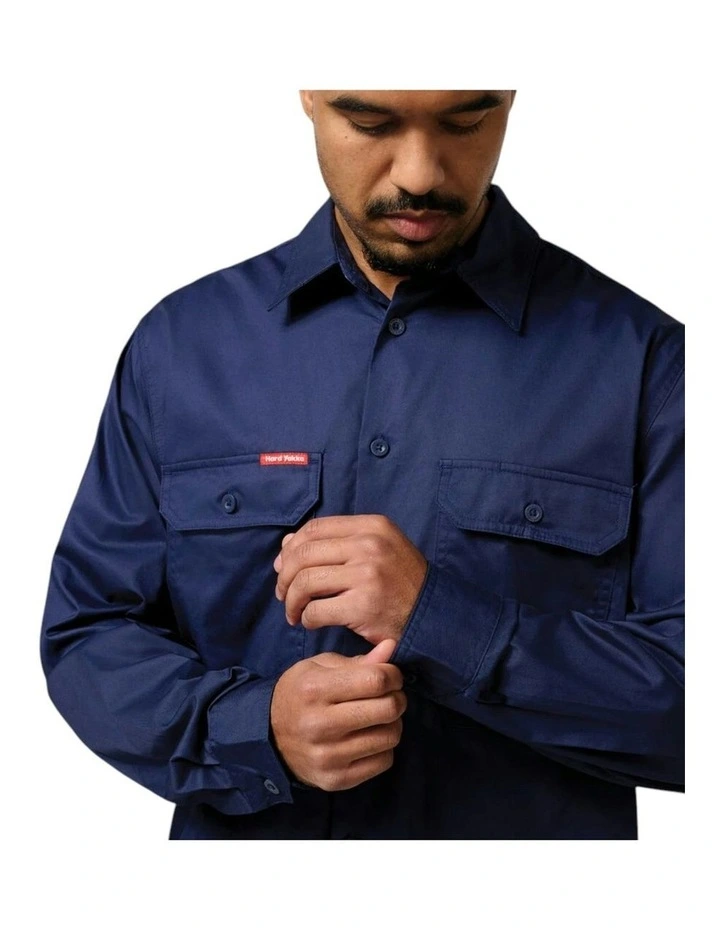 Long Sleeve Lightweight Drill Ventilated Shirt in Navy image 6