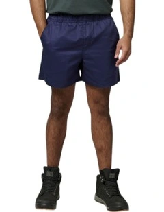Elastic Waist Short Cotton Work Wear Shorts in Navy