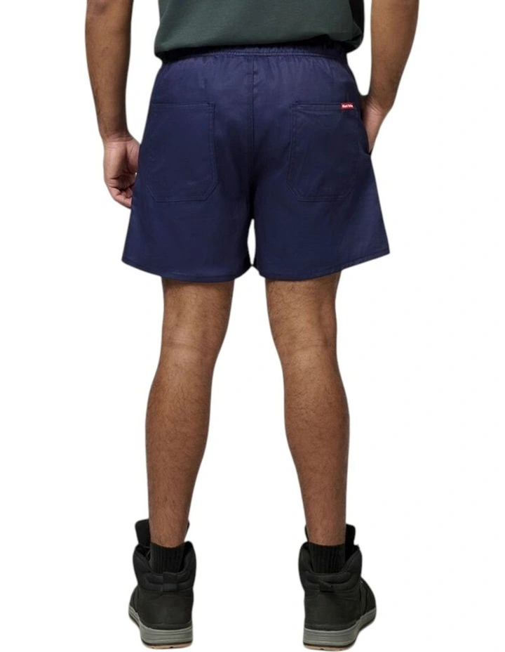 Elastic Waist Short Cotton Work Wear Shorts in Navy image 2