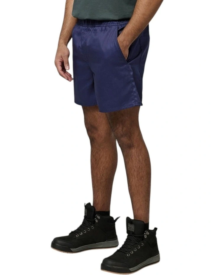 Elastic Waist Short Cotton Work Wear Shorts in Navy image 3