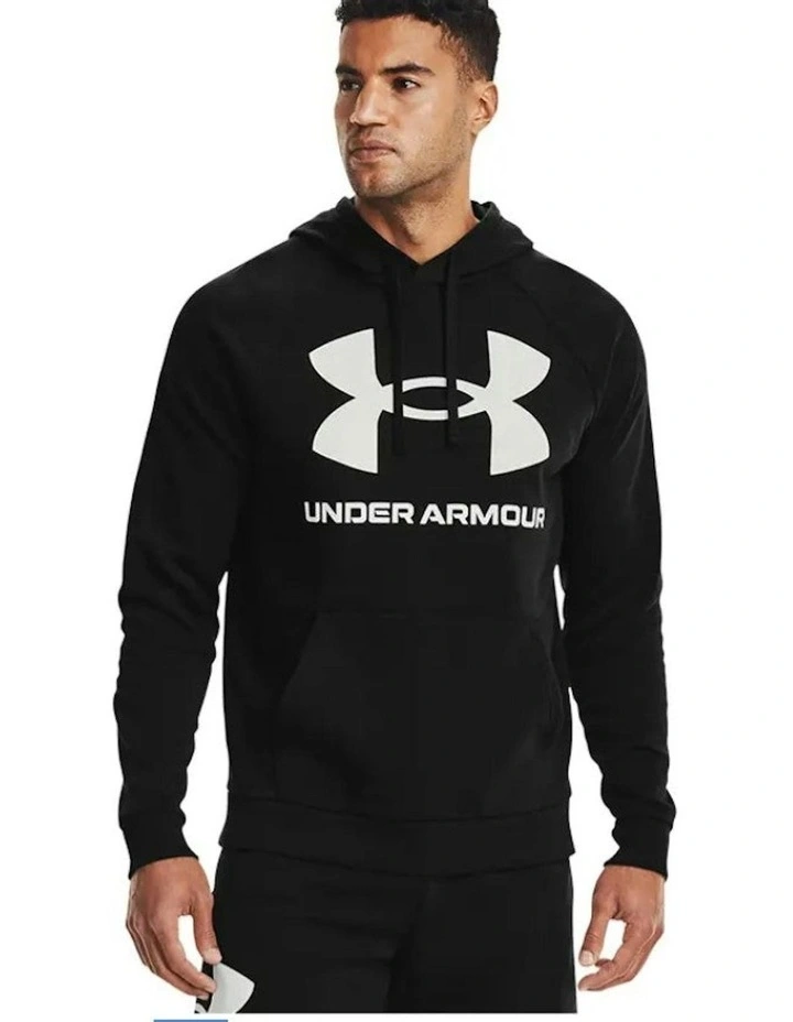 Ua Rival Fleece Big Logo Hoodie Sweatshirt in Black image 1