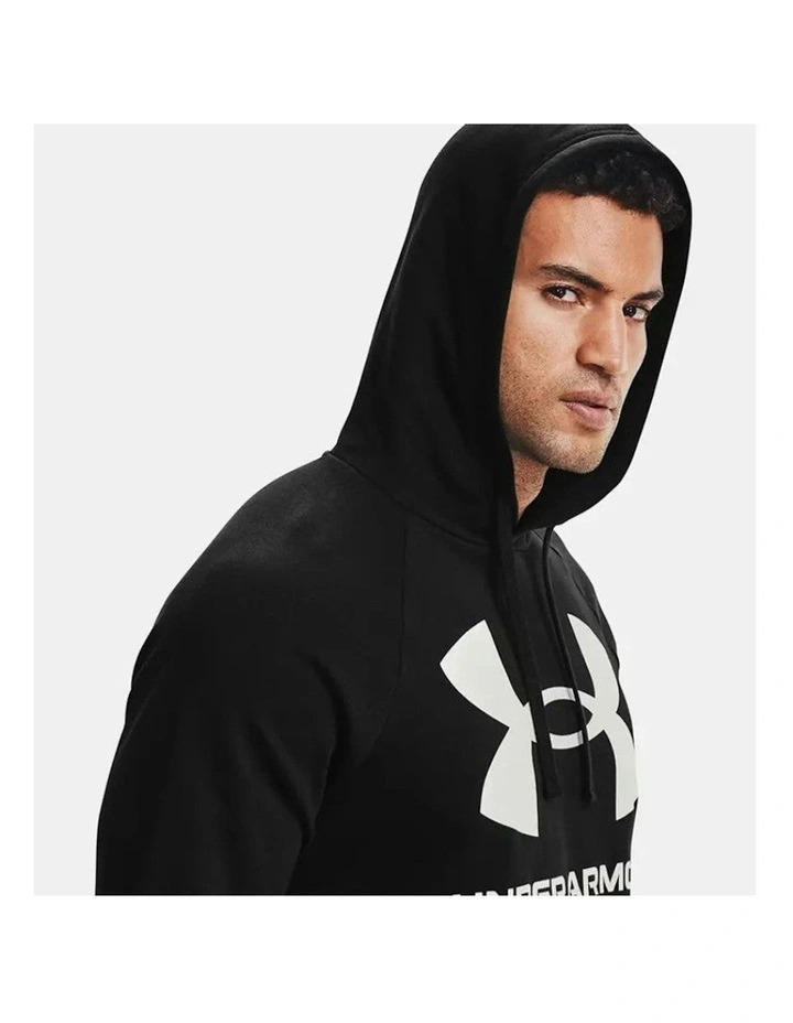 Ua Rival Fleece Big Logo Hoodie Sweatshirt in Black image 3