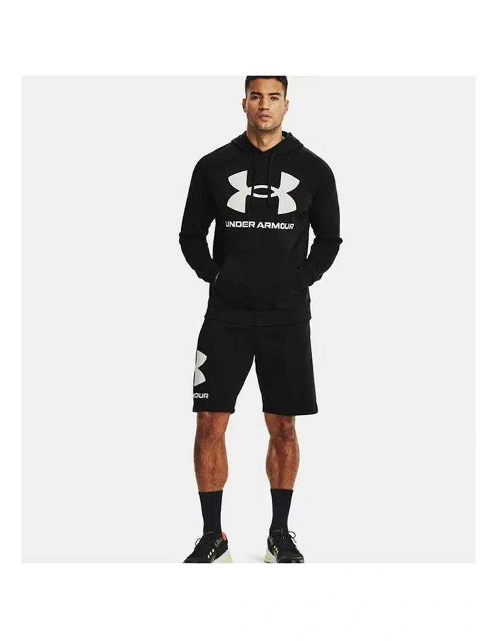 Ua Rival Fleece Big Logo Hoodie Sweatshirt in Black image 4