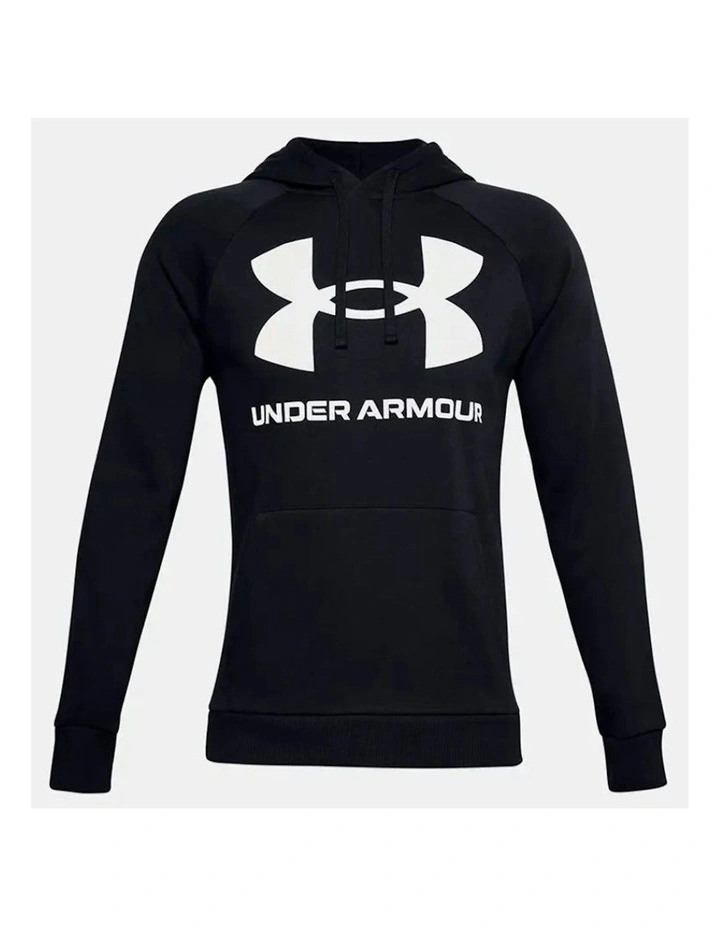 Ua Rival Fleece Big Logo Hoodie Sweatshirt in Black image 5