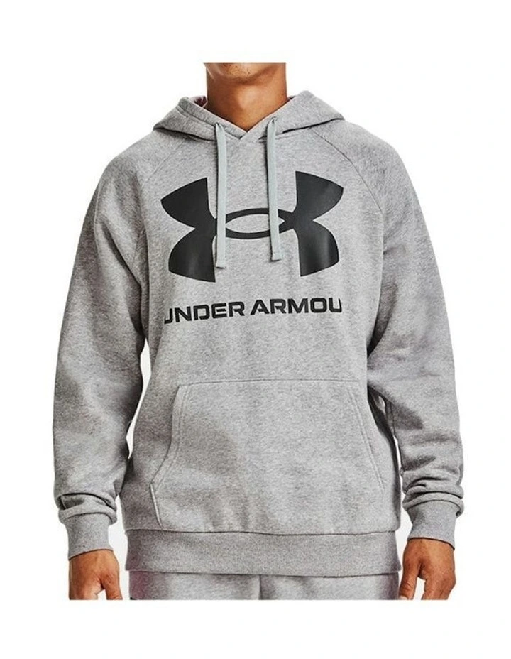 Ua Rival Fleece Big Logo Hoodie Sweatshirt Mod in Gray/Light Heather/Black image 3