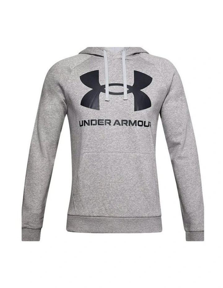 Ua Rival Fleece Big Logo Hoodie Sweatshirt Mod in Gray/Light Heather/Black image 4