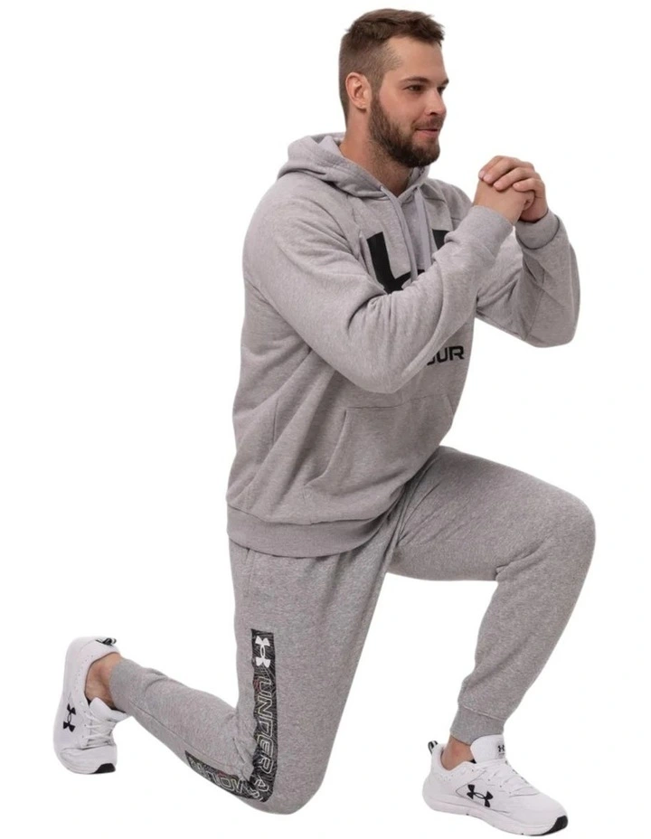 Ua Rival Fleece Big Logo Hoodie Sweatshirt Mod in Gray/Light Heather/Black image 6