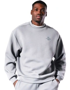 R Tech Leisure Crew Sweater in Ash Grey