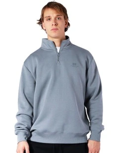 Brooklyn Quarter Zip Sweater in Grey