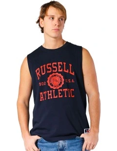 Arched Muscle Tank in Michigan Navy