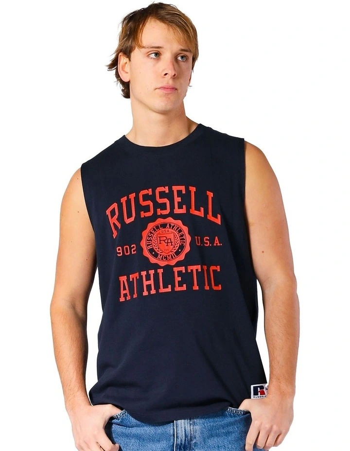 Arched Muscle Tank in Michigan Navy image 1