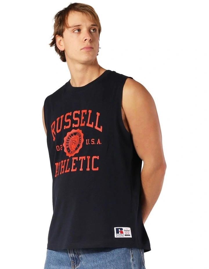 Arched Muscle Tank in Michigan Navy image 3