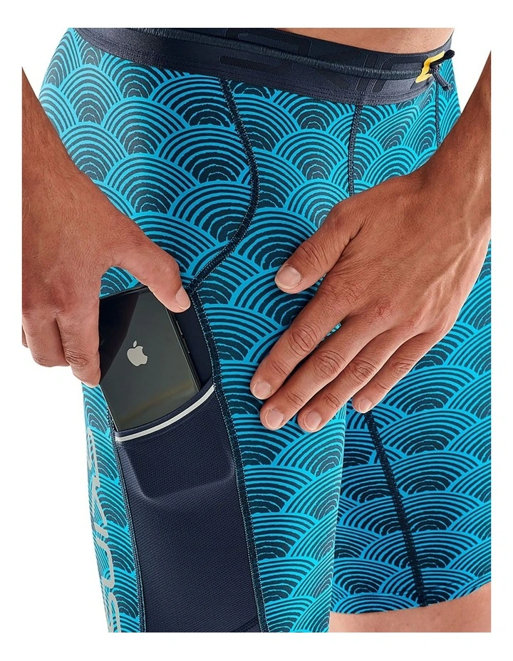 Series-3 Battleship Wave Activewear Half Tights in Blue image 5