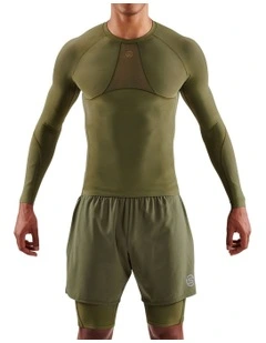 Skins Men's Series-5 Activewear Long Sleeve Top in Khaki