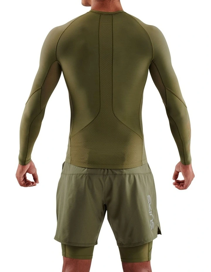 Skins Men's Series-5 Activewear Long Sleeve Top in Khaki image 2