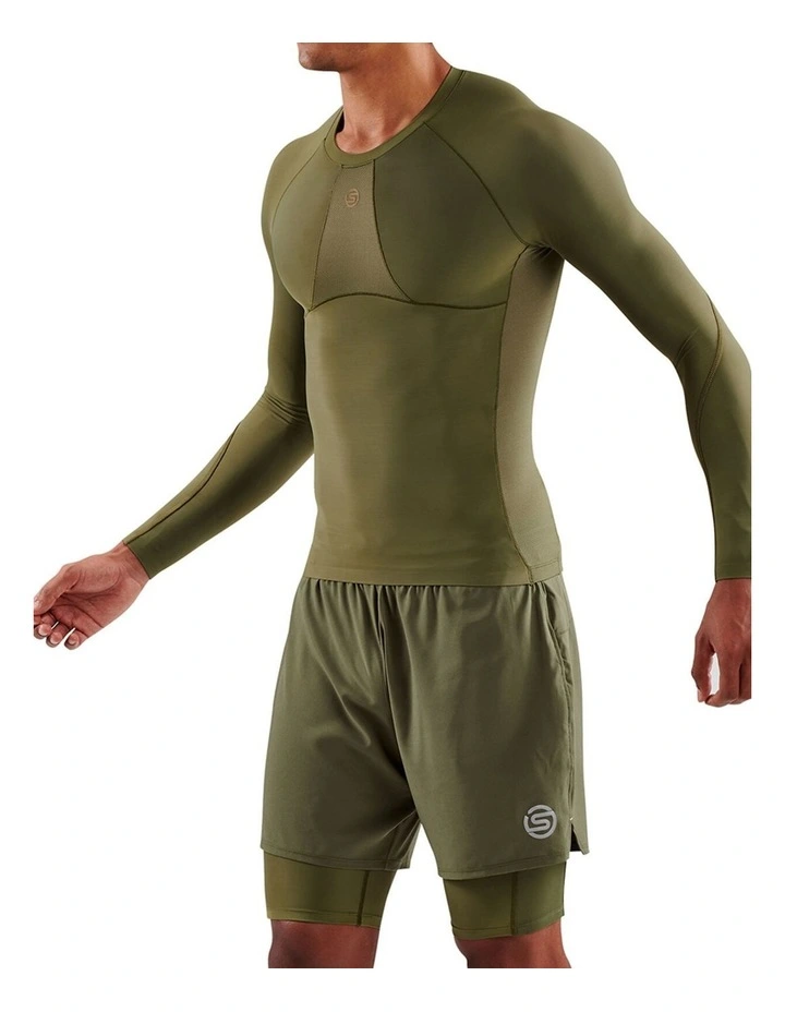 Skins Men's Series-5 Activewear Long Sleeve Top in Khaki image 3