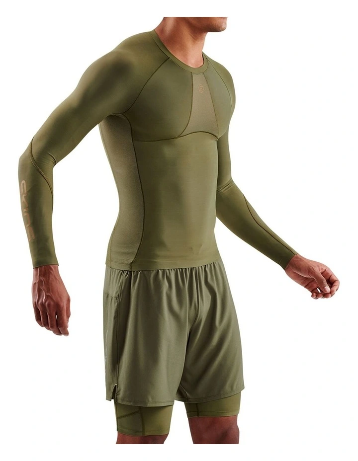 Skins Men's Series-5 Activewear Long Sleeve Top in Khaki image 5