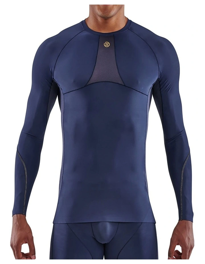 Skins Men's Series-5 Activewear Long Sleeve Top Navy Blue image 1