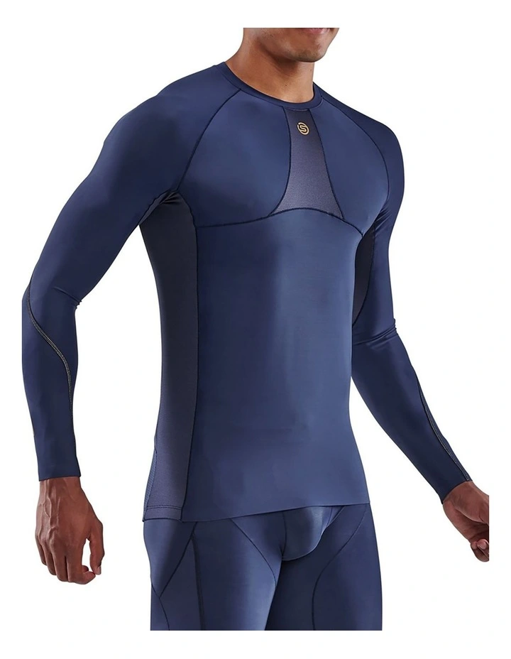 Skins Men's Series-5 Activewear Long Sleeve Top Navy Blue image 3