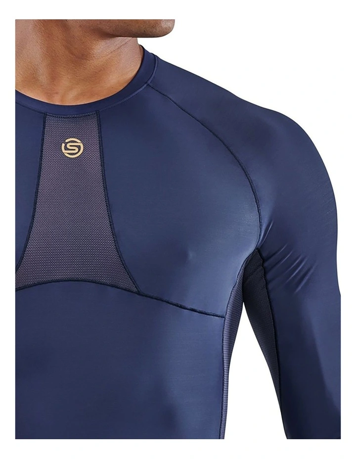 Skins Men's Series-5 Activewear Long Sleeve Top Navy Blue image 5