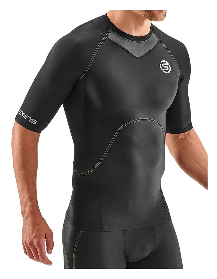 Skins Men's Series-3 Active 400 Short Sleeve Top in Black image 3