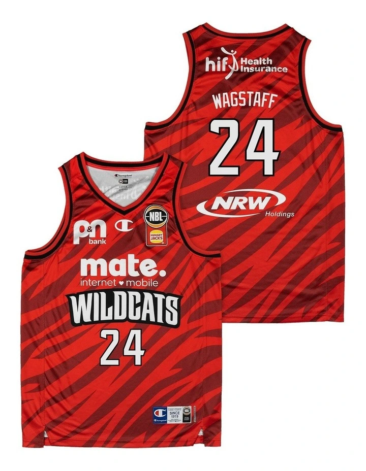 Perth Wildcats 25/26 Primary Jersey - Jesse Wagstaff in Red image 1