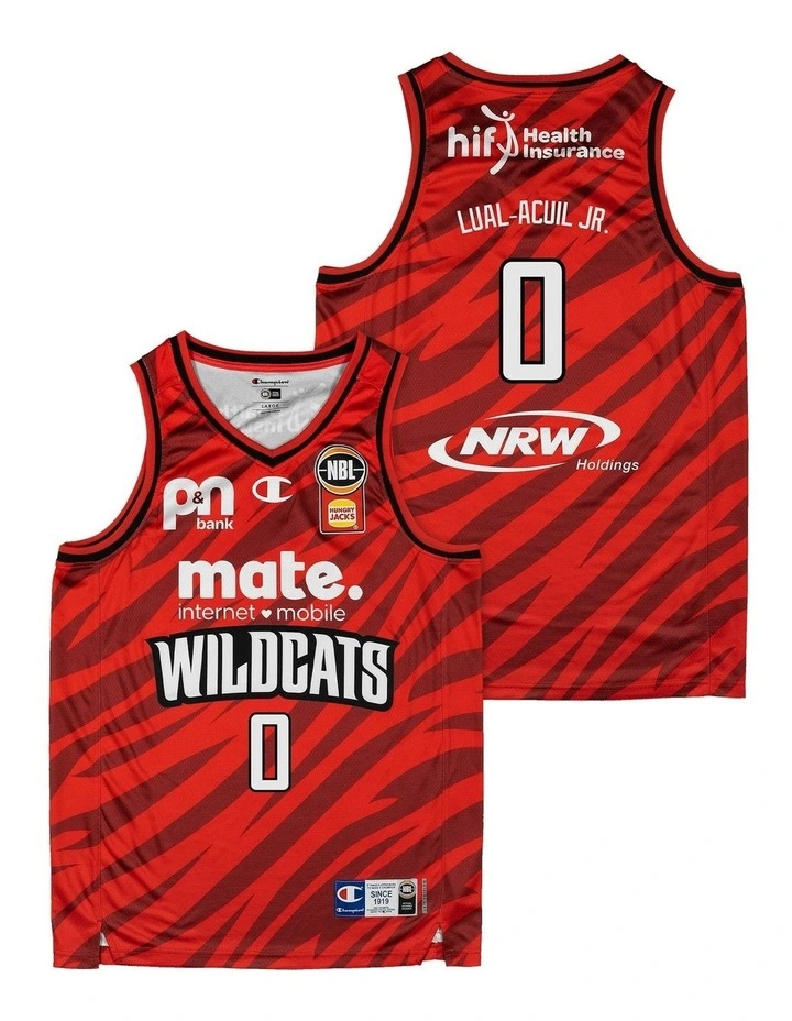 Perth Wildcats 25/26 Primary Jersey - Jo Lual-Acuil Jr in Red image 1