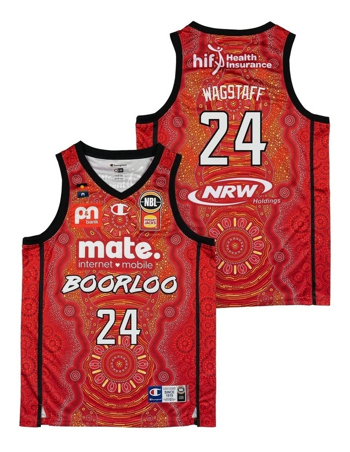 Perth Wildcats 25/26 Indigenous Jersey Jesse Wagstaff in Red image 1