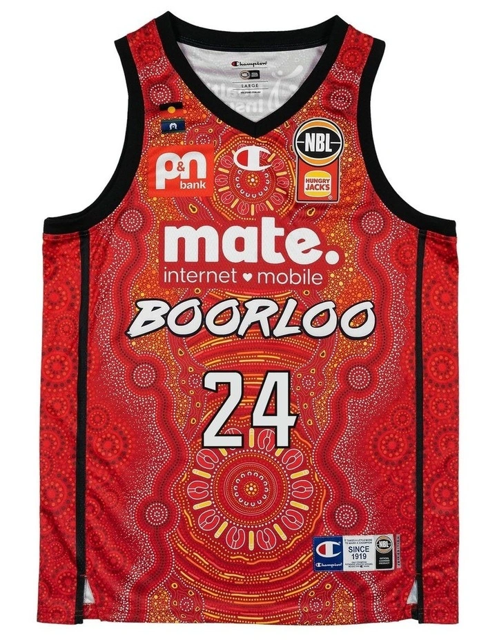 Perth Wildcats 25/26 Indigenous Jersey Jesse Wagstaff in Red image 3