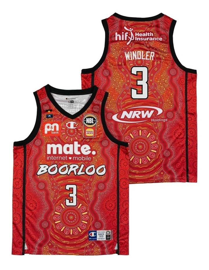 Perth Wildcats 25/26 Indigenous Jersey Dylan Windler in Red image 1