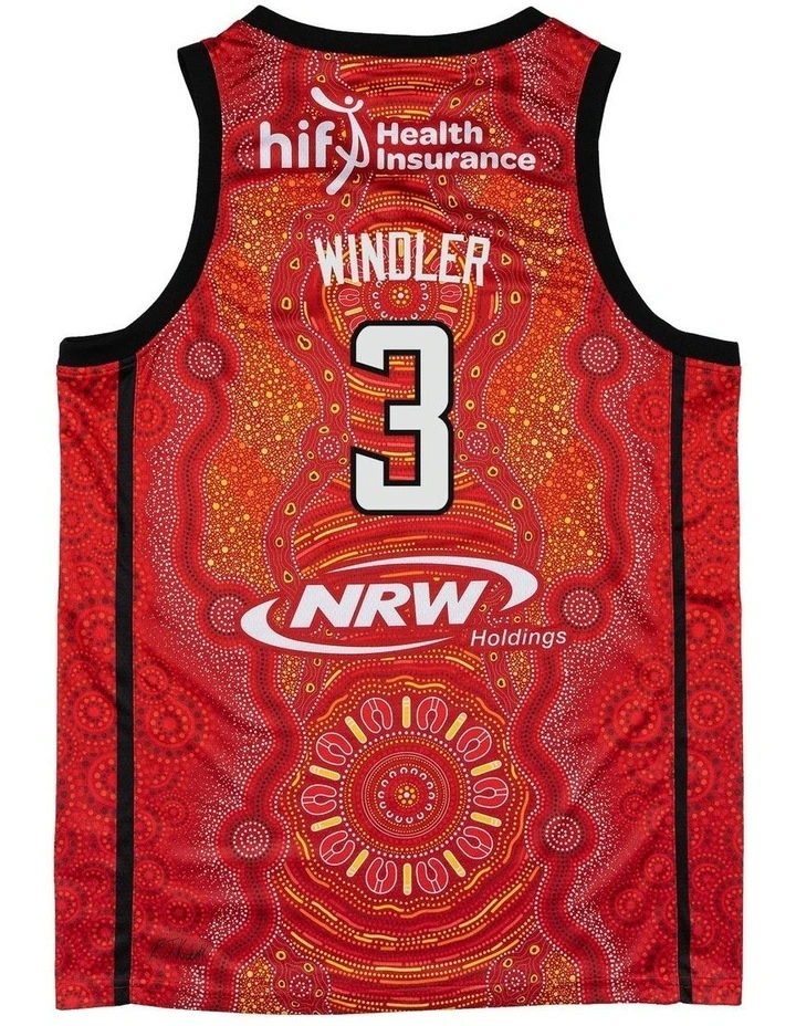 Perth Wildcats 25/26 Indigenous Jersey Dylan Windler in Red image 4