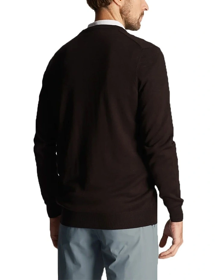 Golf Merino Blend V Neck Pullover in True Black image 2
